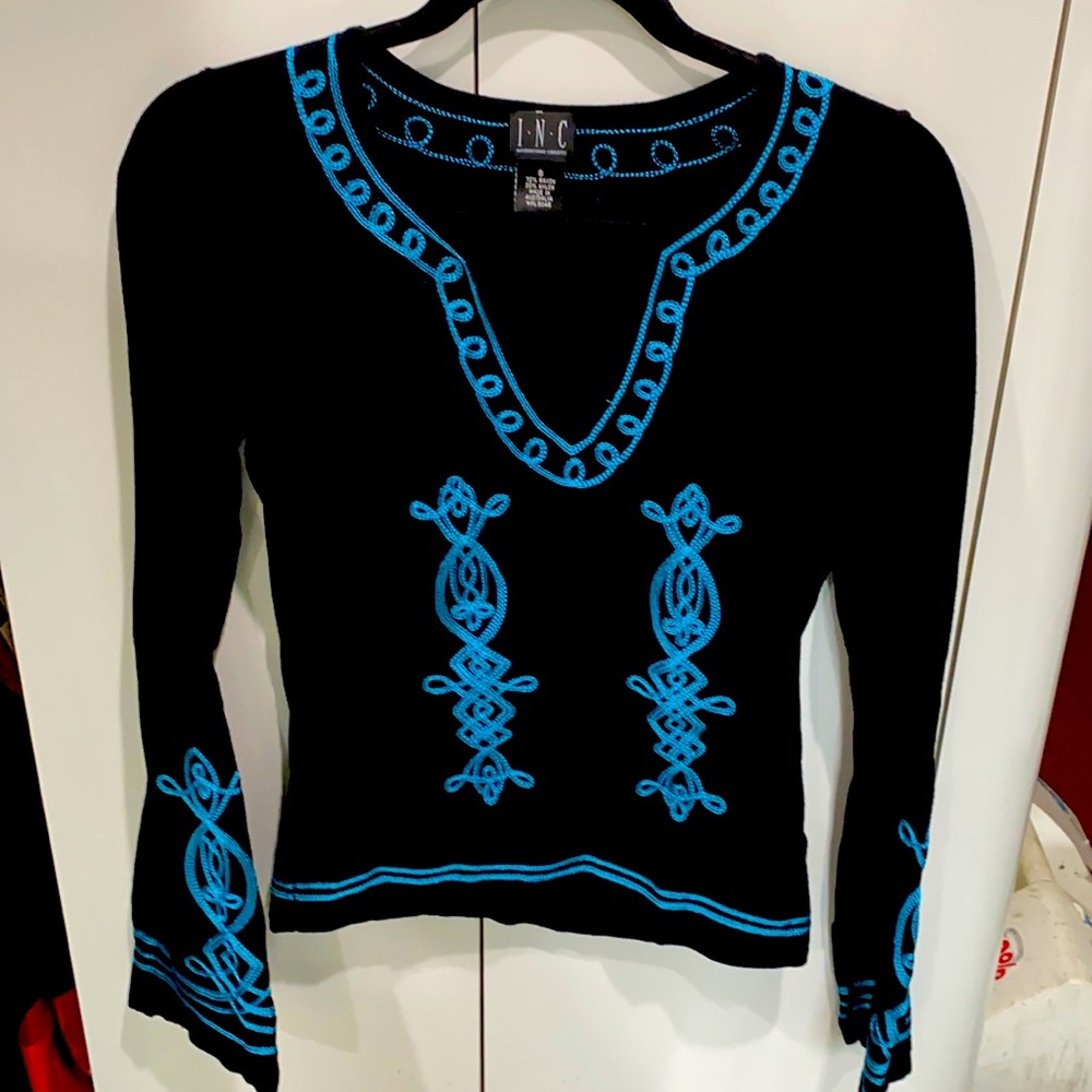 INC sweater. Size small. Black and turquoise